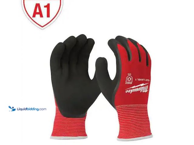 Lot 49-1579030 - Lot of (4) Milwaukee X-Large Red Latex Level 1 Cut Resistant Insulated Winter Dipped Work Gloves Mod...