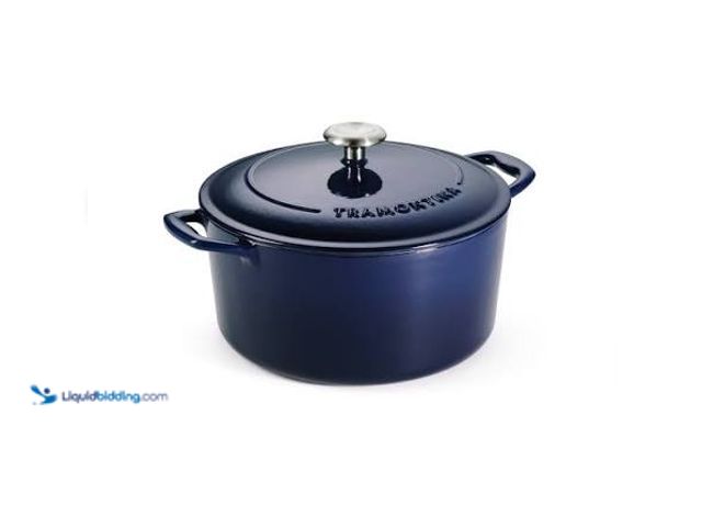 Lot 49-5554339 - Bestow 5.5 Quart Enameled Cast Iron Covered Round Dutch Oven. Model: 80131/325ds. Unused