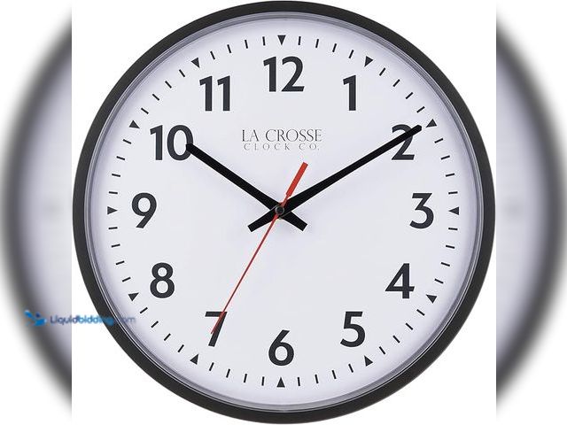 Lot 49-1556633 - LaCrosse Clock 13 Inch Info-Tech Commercial Silent Quartz Analog Wall Clock Model #404-2636-INT, Sli...