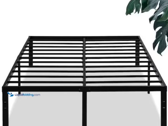 Lot 49-1565922 - VECELO Tall Bed Frames Black, Metal Frame Full Platform Bed With Heavy Duty Platform and Steel Slat,...