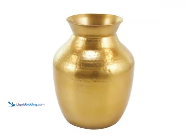 Lot 49-3430419 - Litton Lane 12 in. Gold Hammered Spotted Metal Decorative Vase, Model # 045570, Unused.   Ref#SR0114