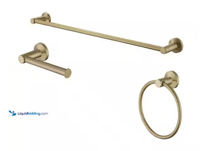 Lot 49-1578163 - (3-Piece) Glacier Bay Dorind Bath Hardware Set with 24 in. Towel Bar, Towel Ring and Toilet Paper Ho...