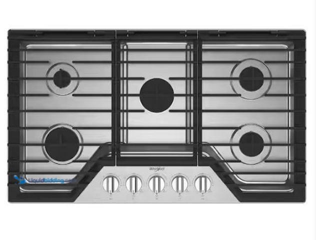 Lot 49-3432663 - Whirlpool 30 in. 5-Burners Recessed Gas Cooktop in Stainless Steel with SpeedHeat Burner, Model # WC...