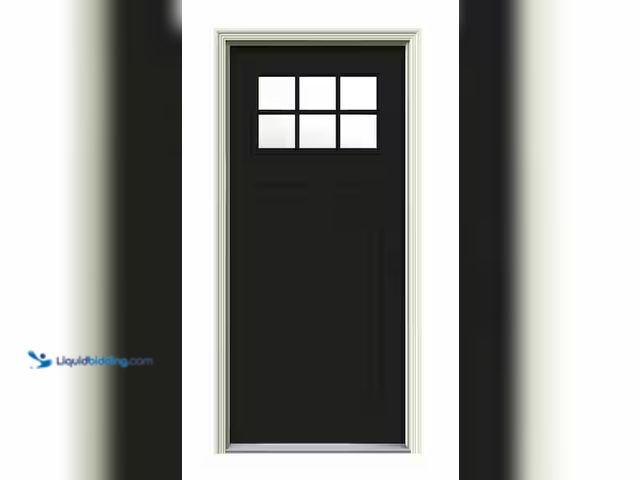 Lot 49-5441769 - JELD-WEN 32 in. x 80 in. 6 Lite Craftsman Black Painted Steel Prehung Left-Hand Inswing Front Door w...