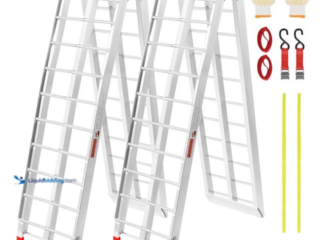 Lot 49-1622524 - VEVOR Aluminum Ramps, 1500 lbs. Folding Loading Ramps for Pickup Trucks Bed, Trailers Ramp with Load...