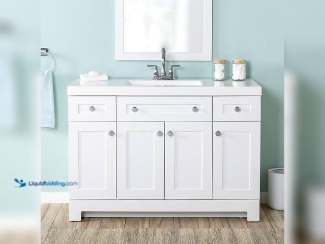 Lot 49-5472120 - Glacier Bay
Everdean 49 in. Single Sink White Bath Vanity with White Cultured Marble Top (Assembled...
