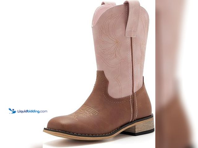 Lot 49-3511785 - Kids Western Boots for Boys Girls Embroidered Cowgirl Cowboy Boots Square Toe Mid Calf Riding Shoes ...