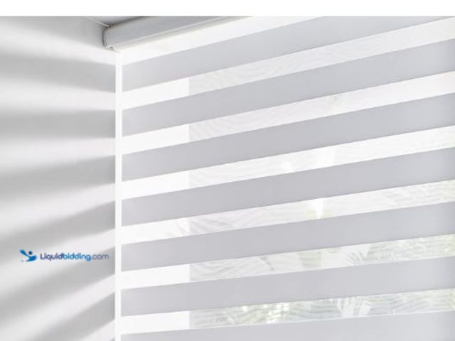 Lot 49-1517455 - Persilux Cordless Zebra Blinds for Windows (35" W X 72" H, White) Free-Stop Dual Layer Roller Window...