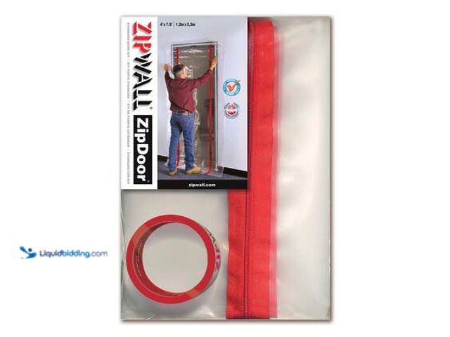 Lot 49-5559664 - ZipWall 4 ft. x 7.5 ft Adhesive Zippers Standard Dust Barrier Door Kit with Double-Sided Tape and 2-...