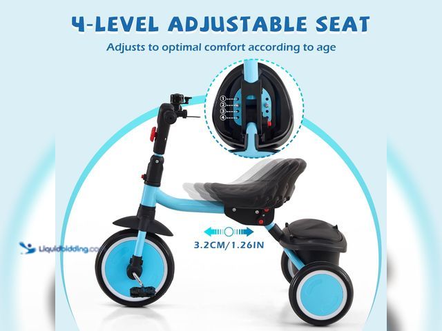 Lot 49-5488446 - Toddler Tricycle, Kids Tricycle with Bell, Foldable Kids Trike for Age 18 Months to 5 Years, Baby Tr...