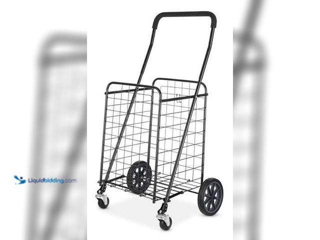 Lot 49-3563402 - Mainstays Adjustable Steel Rolling Cart Black Length 21.5 x Width 19.5 x Height 38.4 - 1 cart. Model...