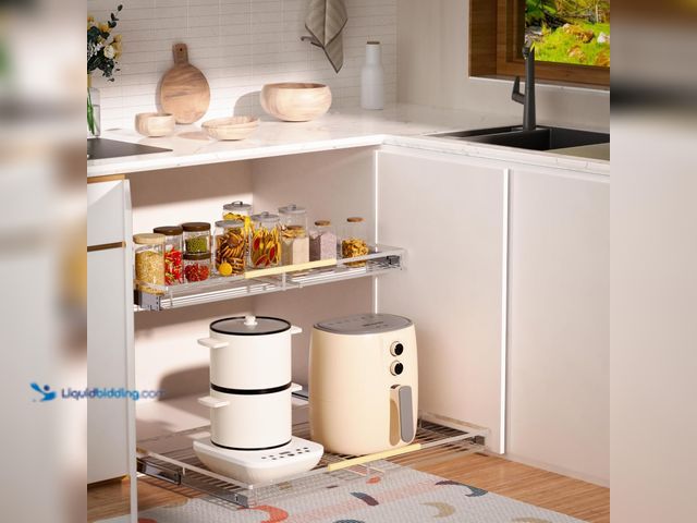 Lot 49-5416009 - Expandable Pull Out Sliding Drawers for Cabinets, Heavy Duty Slide Out Cabinet Organizer Basket, Pul...