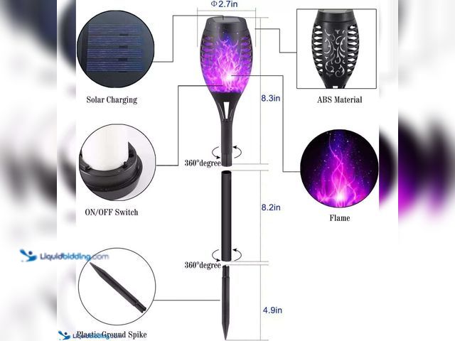 Lot 49-5388239 - Lot of 1 Solar Waterproof LED Flickering Flame Torch Light - Purple Light - NEW - Perfect for pathwa...