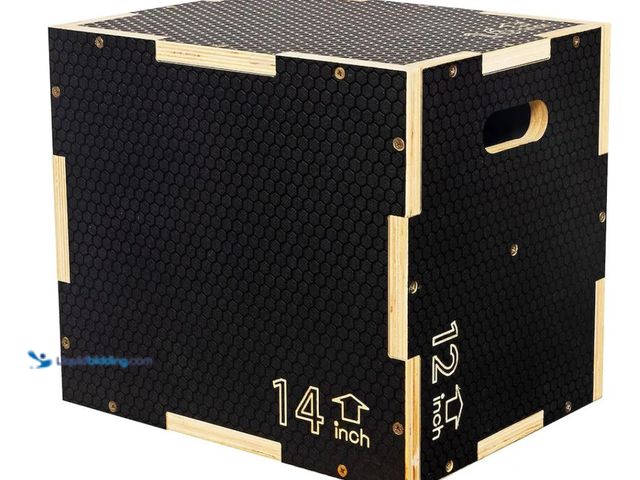 Lot 49-3614767 - Fitvids - 16" x 14" x 12" Wooden Plyometric Box Non-Slip Jump Platform - Black, Model # SPWJ-121416B...