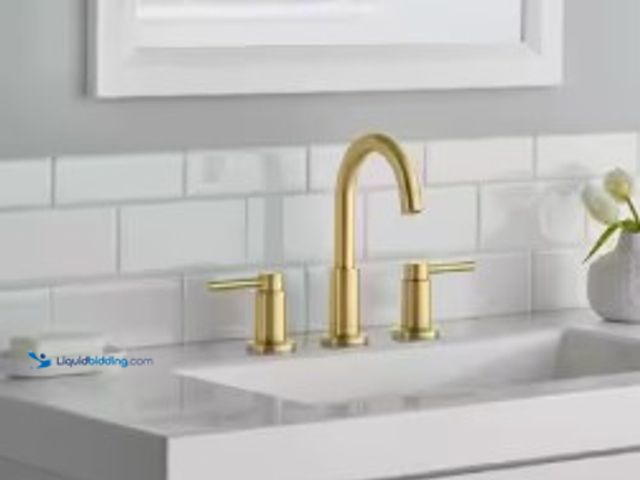 Lot 49-2025309 - Glacier Bay Dorind 8 in. Widespread 2-Handle High-Arc Bathroom Faucet in Brushed Gold, Model # HD676...