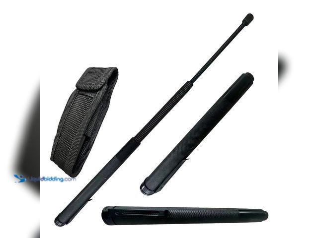 Lot 49-3471086 - Expandable Stainless Steel Spring Coil Baton 21" Black - NEW - This solid steel baton is the perfect...