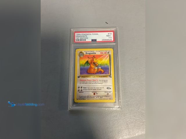 Lot 49-1505397 - COLLECTIBLE WOW! GRADED CARD 1999 FOSSIL DRAGONITE NON HOLO 19/62 PSA 7.5 NM+ AMAZING CARD FOR ANY C...