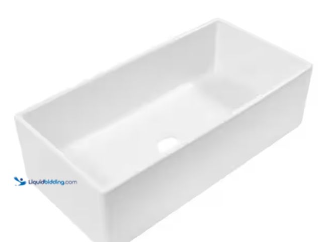 Lot 49-2000169 - SINKOLOGY Austen 36 in. Farmhouse/Apron-Front Undermount Single Bowl Crisp White Fireclay Kitchen Si...