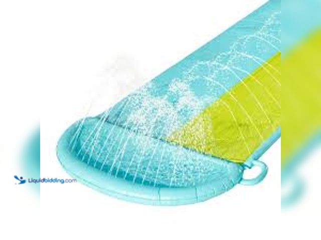 Lot 49-5546627 - qty 2 - Bluescape 18ft Blue Double Lane Water Slide Racer, with Sprinklers, Age 5 to 12, Unisex Mode...