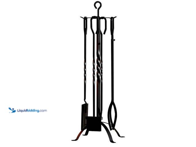 Lot 49-1540170 - 2wayz fireplace tools set 5 pcs cast iron fireplace accessories powder coated poker shovel tongs bru...