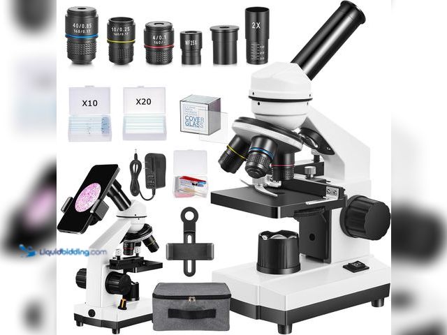 Lot 49-5552503 - Microscope for Adults Kids,40X-2000X Monocular Microscope Kit for Home School Lab, 2 LED Lights & 5 ...