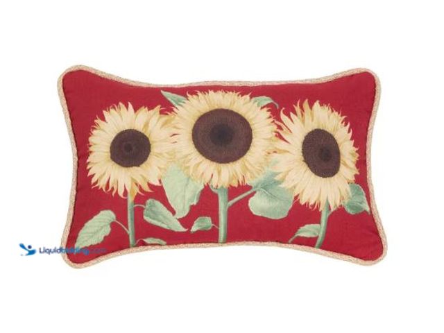 Lot 49-1565894 - Lot of(4) Hampton Bay Sunflower Trio Lumbar Outdoor Throw Pillow, Model # 07817098, Unused.  Ref#HD0...