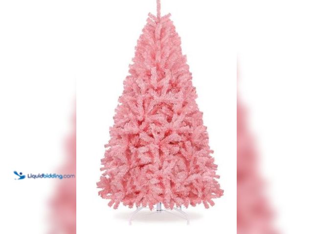 Lot 49-1548100 - GIKPAL Pink Christmas Tree, 6FT Hinged Spruce Full Tree with 800 Tips&Metal Stand, Artificial Xmas T...