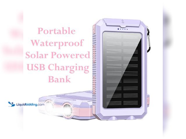 Lot 49-3435036 - Portable Waterproof Solar Powered Charging Bank with Dual Output, Compass and Dual LED Flashlight Li...