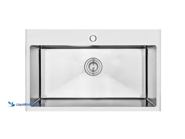 Lot 49-1548624 - AKDY Handmade Drop-in Stainless Steel 30 in. x 18 in. x 9 in. 1-Hole Single Bowl Kitchen Sink in Bru...