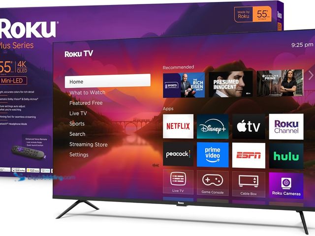 Lot 49-5432003 - Roku Smart TV 2025 – 55-Inch Plus Series, Mini-LED TV – Roku TV with Enhanced Voice Remote – Flat Sc...