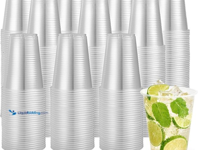 Lot 49-5552976 - Turbo Bee 1000 Pack 16oz Plastic Cups,Disposable Clear Drinking Cups,Hot and Cold Drink Container fo...