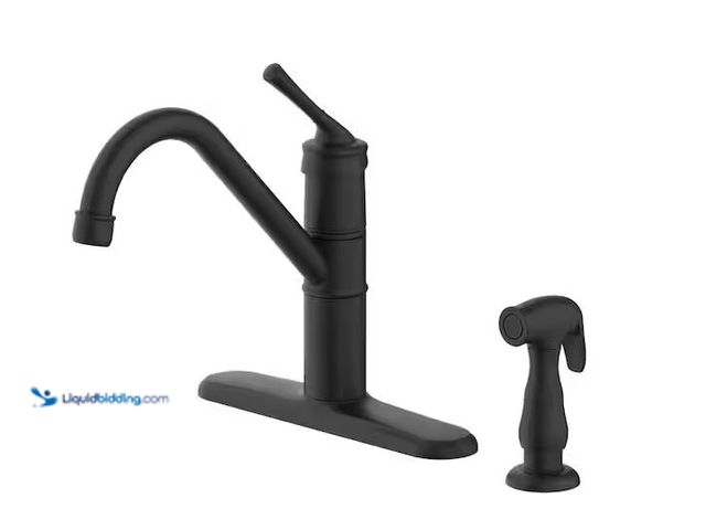 Lot 49-1568567 - Glacier Bay Barnhart Single-Handle Kitchen Faucet with Side Sprayer in Matte Black Model # HDQFS6A02...