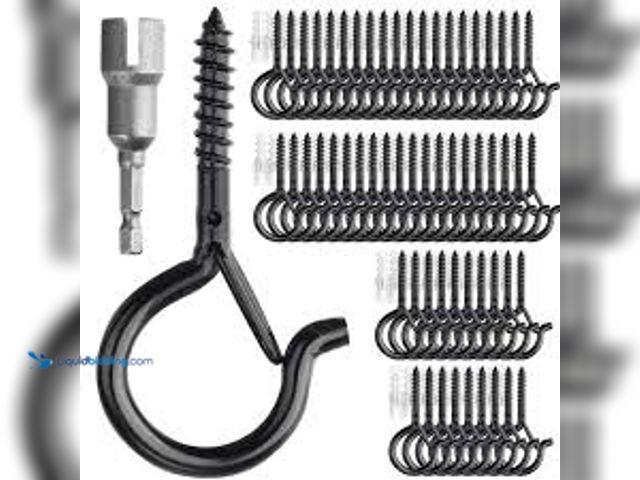 Lot 49-5485353 - Angel Sar 2.2 in. Screw Hooks for Outdoor String Lights Hanger, Cup Hooks Screw in, Wall Ceiling Dec...