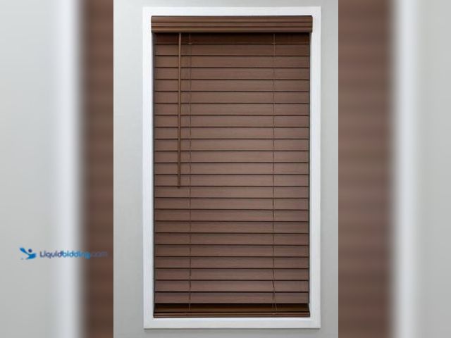 Lot 49-2026121 - StyleWell Textured Dark Oak Cordless Room Darkening Faux Wood Blinds with 2 in. Slats - 47.5 in. W x...
