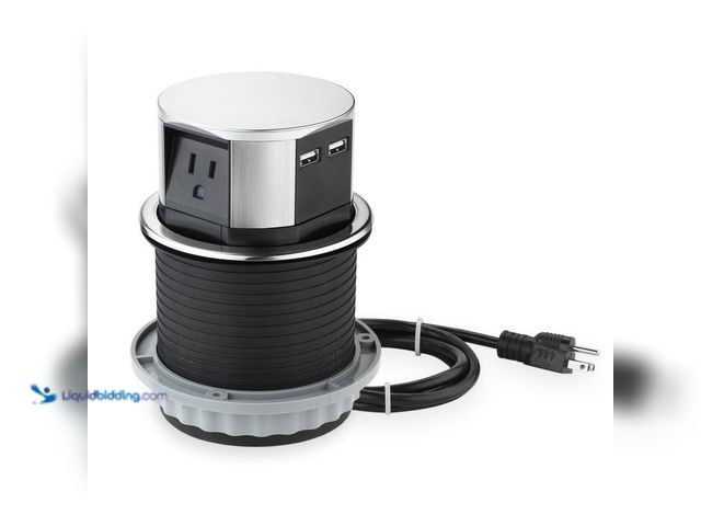 Lot 49-5410643 - Link2Home Space Saver Pop Up-Outlet, 3 Power Outlets 15 Amp, 2 USB Ports 2.4 Amp, Overload Protectio...