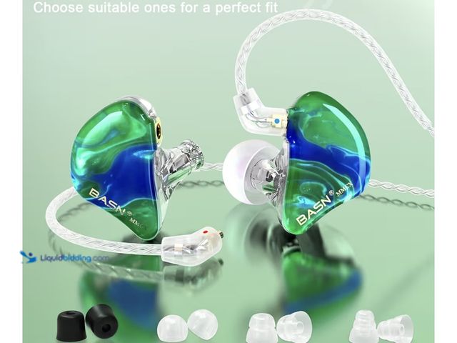 Lot 49-1810618 - BASN HEADPHONES    BASN in Ear Monitor Headphones for Musicians, Triple Driver Noise Isolating Earph...