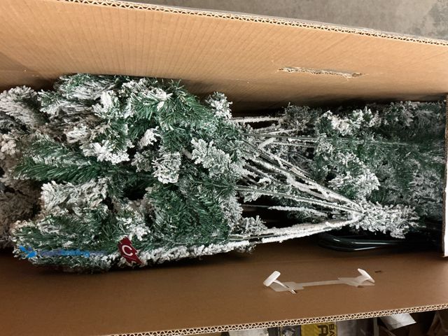 Lot 49-3528433 - Home Accents Holiday
7.5 ft. Festive Mixed Pine Flocked LED Pre-Lit Artificial Christmas Tree T12 (...