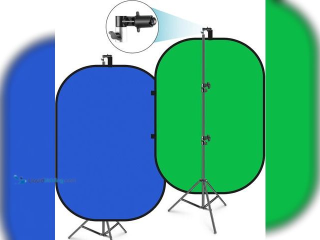 Lot 49-3565930 - Neewer 5x7ft/1.5x2m Chromakey Foldable Backdrop with Stand 8.5ft/2.6m, 2-in-1 Reversible Green Blue ...