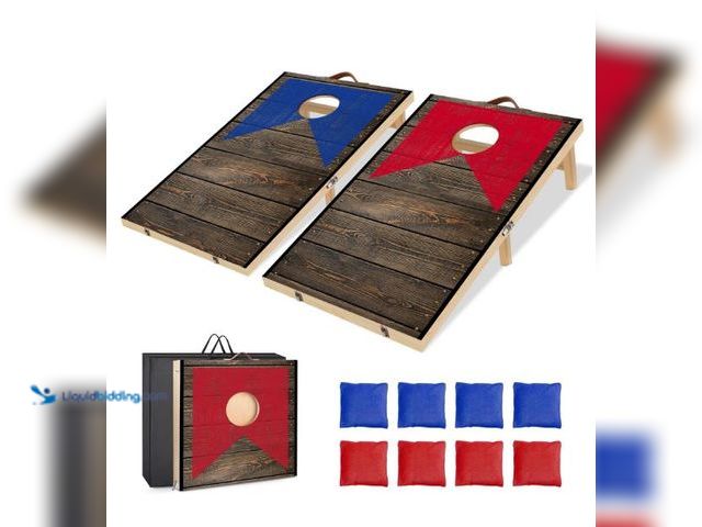 Lot 49-3467573 - Wooden Cornhole Board Set with Bean Bags, Choose 4x2 or 3x2 2x1.3 ft Corn Hole Boards, Portable Outd...