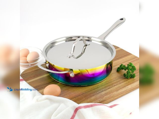 Lot 49-3513520 - The Magical Kitchen Collection - Iridescent Rainbow 9.5” Skillet with Lid - 4 Quart, Premium Heavy D...