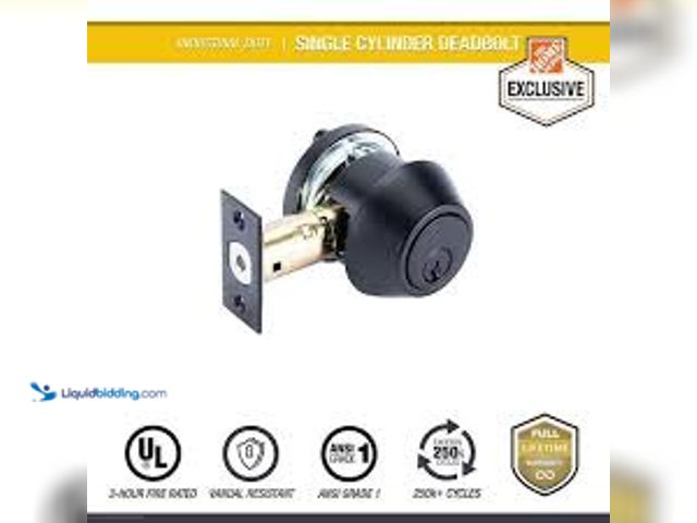 Lot 49-5459594 - Universal Hardware Industrial Duty Commercial Single Cylinder Deadbolt, UL 3-Hour Fire ANSI Grade 1,...