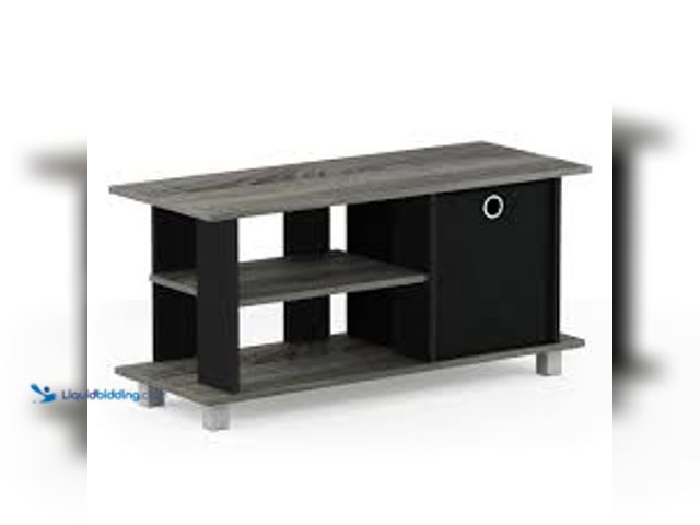 Lot 49-3531716 - Furinno Simplistic 31.5 in. French Oak Grey TV Entertainment Center with Bin Drawer, Model# 13239GYW...