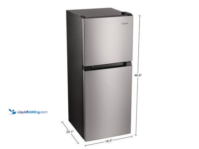 Lot 49-5554118 - Vissani 4.5 cu. ft. Mini Refrigerator in Stainless Look with Glass Shelves, Top Freezer, and Energy ...