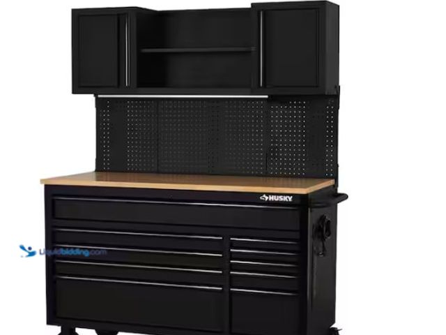 Lot 49-5580800 - Husky
56 in. W x 27.6 in. D 10-Drawer Matte Black Heavy-Duty Mobile Workbench with Pegboard and Top...
