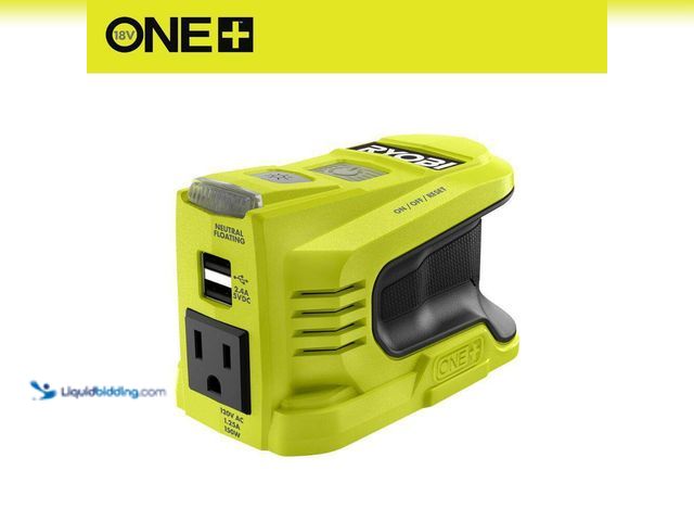 Lot 49-3516443 - RYOBI 18V ONE+ 150-Watt Portable Battery Inverter Power Source (Tool Only) [Model # RYi150BGA] Unuse...
