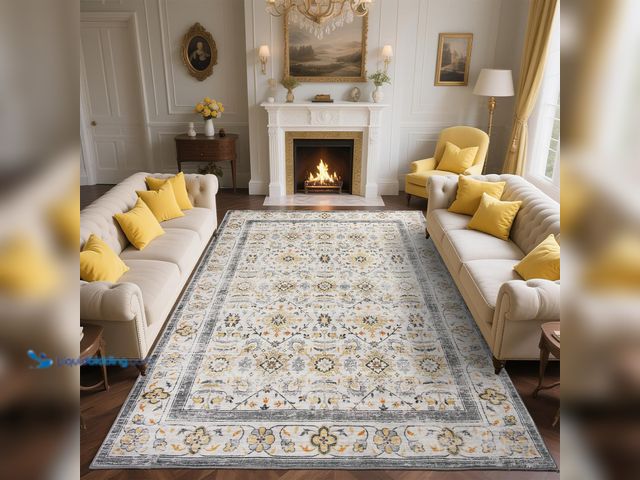 Lot 49-5463536 - Zentavio 8x10 Washable Area Rugs, Vintage Non-Slip Floral Living Room Rug, Indoor Foldable Floor Thi...