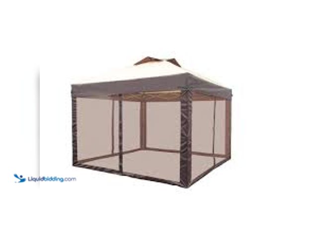 Lot 49-5407079 - Hampton Bay Stockton 11 ft. x 11 ft. Brown Outdoor Patio Pop-Up Canopy with Netting. Model # CL121PA...