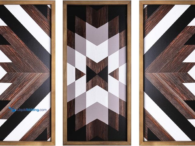 Lot 49-5459424 - flangairy Aztec Wall Decor 3pcs, Wooed Western Wall Art. Model #B0BS5W3VLD. New
