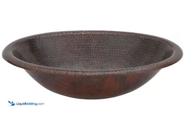 Lot 49-1577295 - Premier Copper Products Self-Rimming Oval Hammered Copper Bathroom Sink in Oil Rubbed Bronze, Model ...