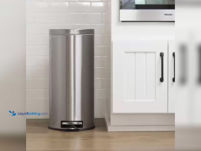 Lot 49-2006664 - StyleWell 8 Gal. Stainless Steel Round Step-On Trash Can, Model # STY-SOT-30-1, Unused, Has attachme...